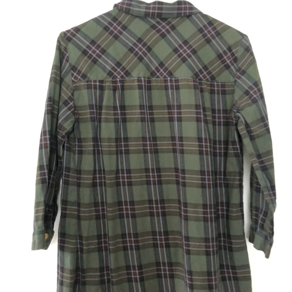 Zara Womens 3/4 Sleeve Button Front Collared Plaid Dress Green S Small - Picture 5 of 9